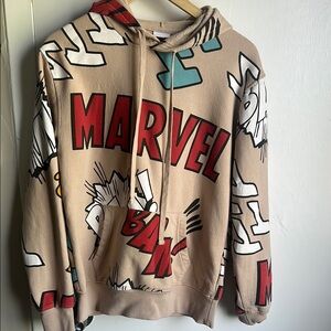 Marvel Beige Graphic Hoodie